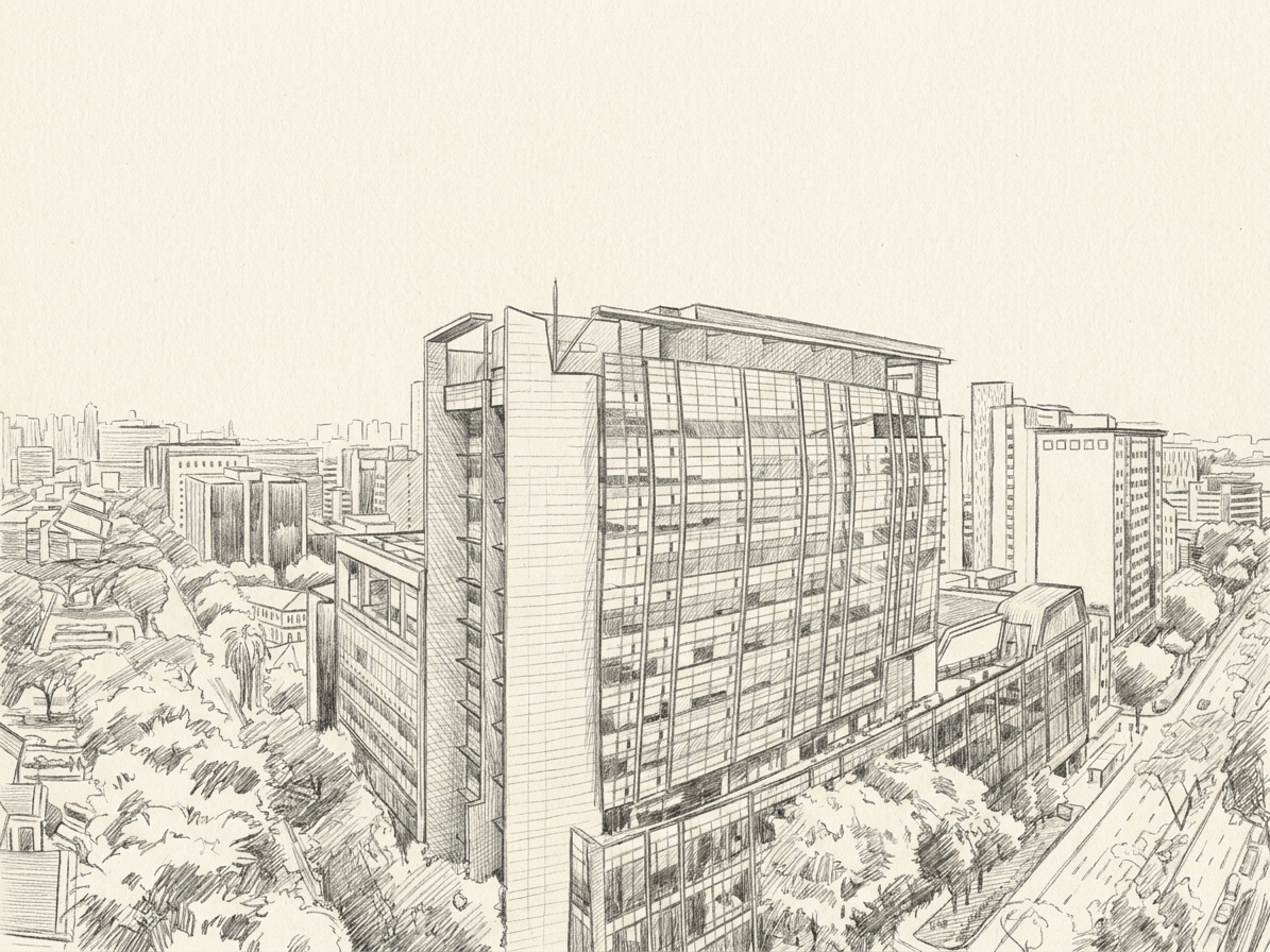 The Singapore Management University campus in the middle of the city, illustrating student housing near smu