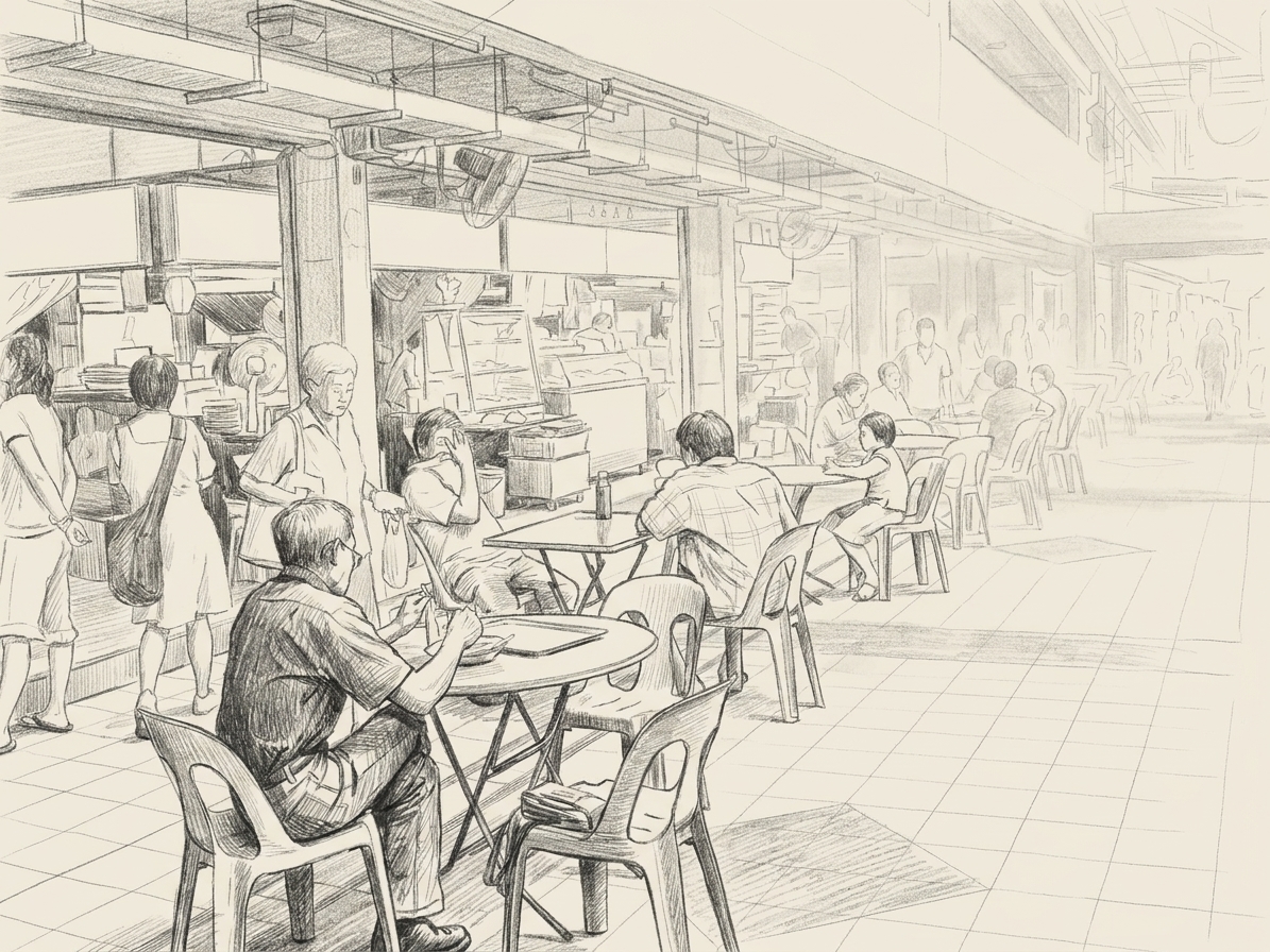 People eating at a kopitiam