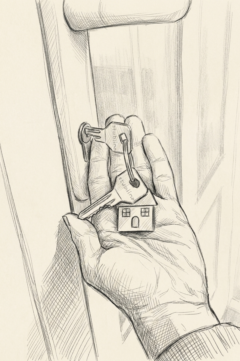 A hand holding a set of keys
